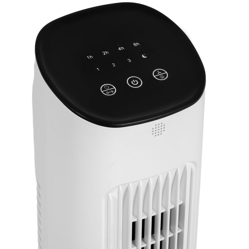 HOMCOM Column Fan with Remote Control and 3 Speeds, 15 Hour Timer, Oscillation and Night Mode, White - Borgè