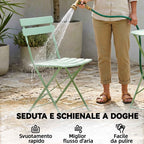 Outsunny Bistro Garden Set: Round Table and Folding Chairs for 2, Light Green.