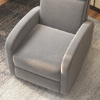 160° Reclining Armchair in Linen Effect Fabric with Square Armrests, 64x86x102 cm, Grey - Borgè
