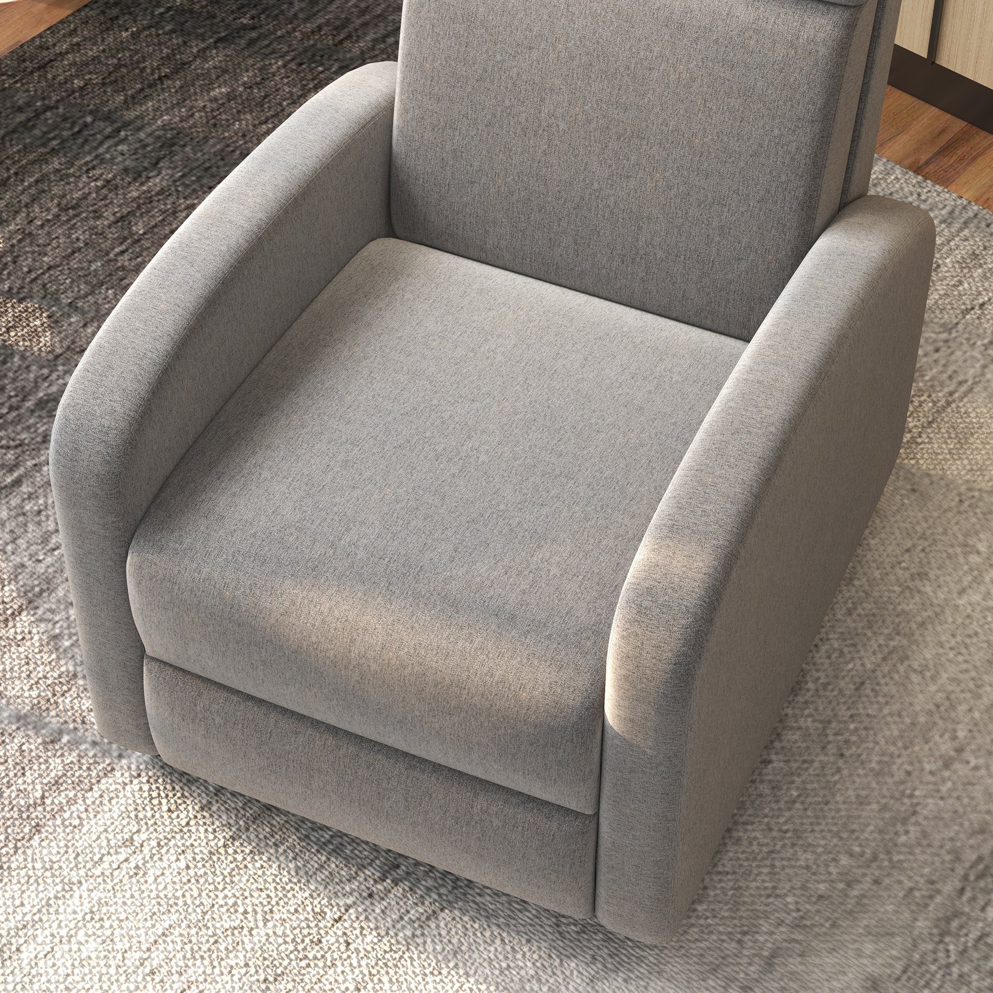 160° Reclining Armchair in Linen Effect Fabric with Square Armrests, 64x86x102 cm, Grey - Borgè