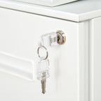 Office Drawer Cabinet with Wheels, 2-Drawer File Cabinet with Lock and 2 Keys in Steel, 39x48x67cm, White