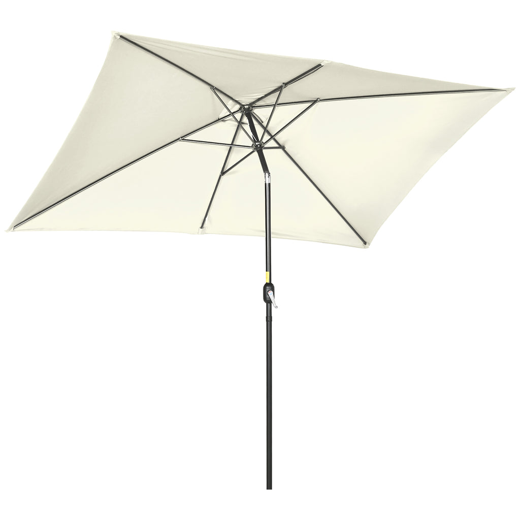 Outsunny 2x3m Rectangular Umbrella, in Aluminum, Metal and Polyester with Adjustable Angle, Cream White and Black