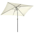 Outsunny 2x3m Rectangular Umbrella, in Aluminum, Metal and Polyester with Adjustable Angle, Cream White and Black