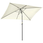 Outsunny 2x3m Rectangular Umbrella, in Aluminum, Metal and Polyester with Adjustable Angle, Cream White and Black