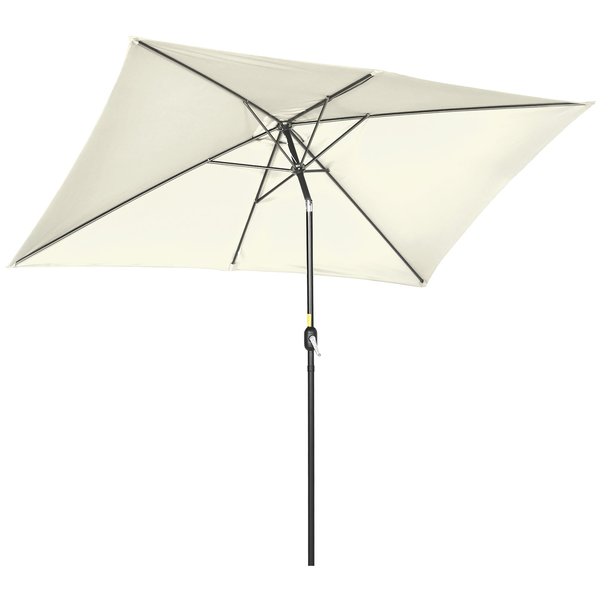 Outsunny 2x3m Rectangular Umbrella, in Aluminum, Metal and Polyester with Adjustable Angle, Cream White and Black