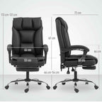 HOMCOM 155° Reclining Office Chair with Footrest, Double Padding and Faux Leather Upholstery, Black