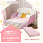 Children's Bed for 3-8 Years Old, Low, Wooden, with Storage Space and Side Rails, 150x77x60 cm, Pink
