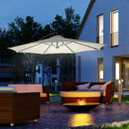 3x2.5m Garden Umbrella with Crank and 8 Solar-Powered LED Strips, Cream