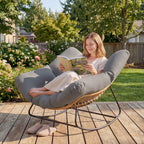 Outsunny Indoor/Outdoor Rocking Chair with Extra-Wide 60cm Seat and Padded Cushion, Grey