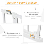 Adjustable Width Dog Gate with Double Lock, Steel and ABS, 76x75-95 cm, White