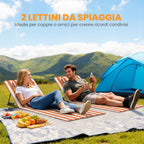 Outsunny Set of 2 Portable Folding Beach Loungers with Adjustable Backrest, Orange.