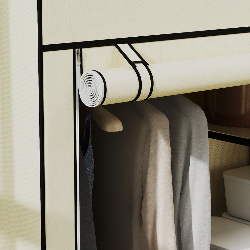 HOMCOM Portable Wardrobe Space-Saving Closet, 103x43x162.5cm, Cream