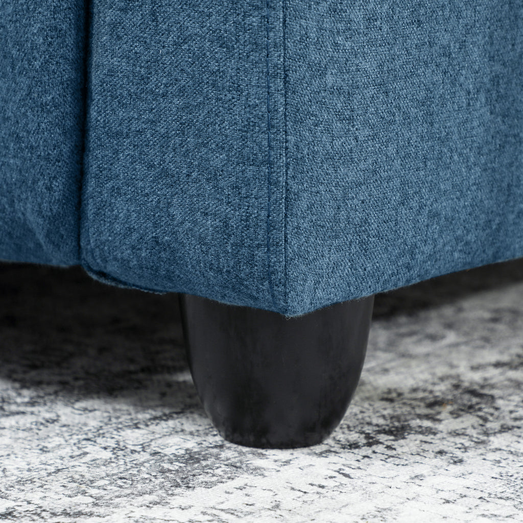 Manually Reclining Relaxing Chair with Footrest and Fabric Upholstery, Blue