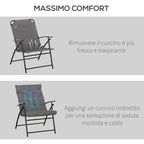 Folding Reclining Camping Chair with Removable Cushion, Metal and Fabric, Grey
