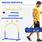 PawHut Dog Agility Set with 4 Modular Arches and Carry Bag, 88x64x95 cm, Blue and Yellow