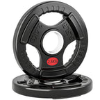 SPORTNOW Set of 2x2.5 kg Weight Plates with 5 cm Hole and 3 Handles, Steel with Plastic Coating, Black