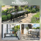 Outsunny 2-Seater Garden Bench with Wood-Effect Slats, Steel Frame, 130x34x43 cm, Grey