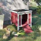 PawHut Wooden Rabbit Hutch with Opening Asphalt Roof, Non-Slip Ramp, 51x42x43 cm, Red