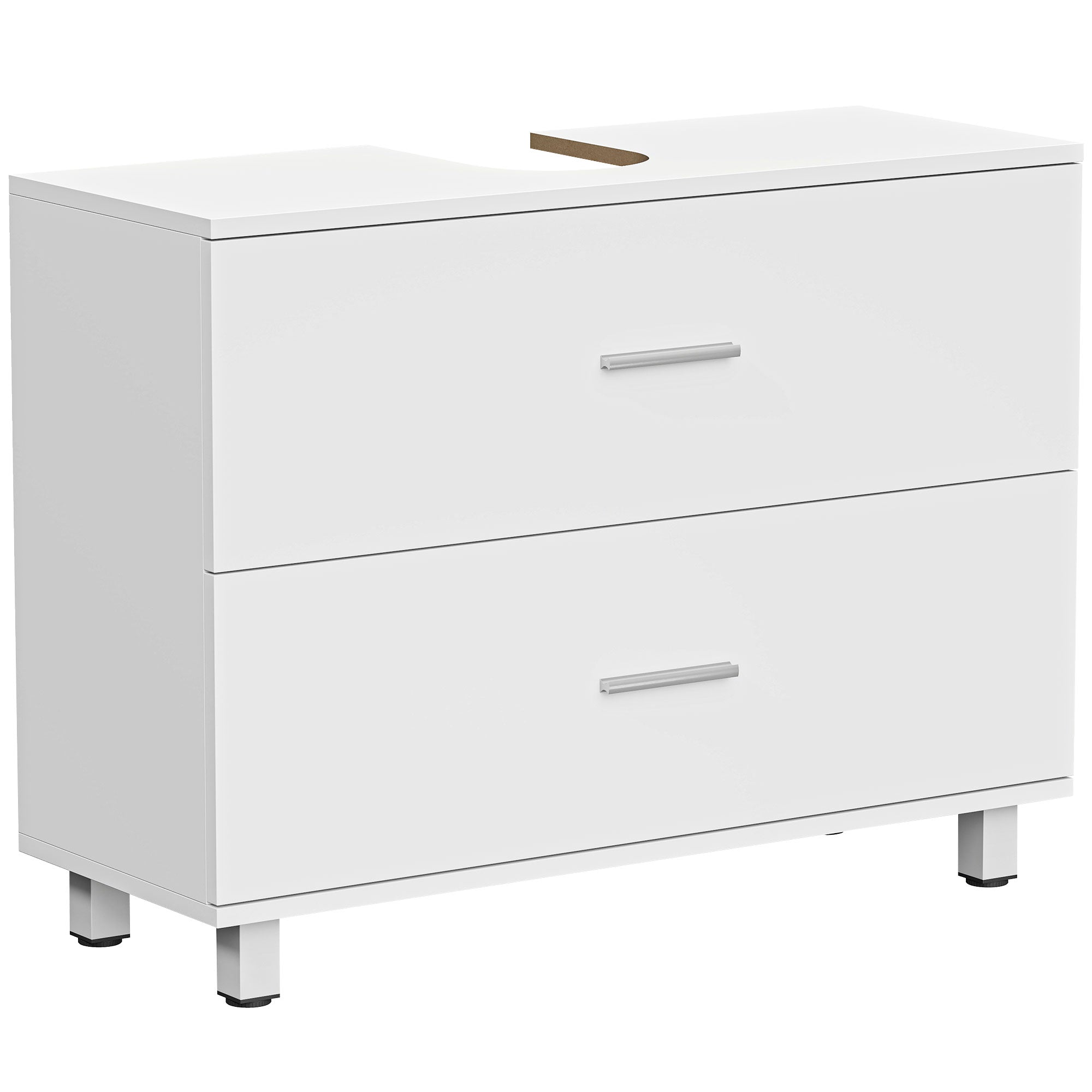 Modern Under Sink Cabinet with 2 Drawers and Dividers for Pedestal-Free Sink, 80x30x60 cm, White