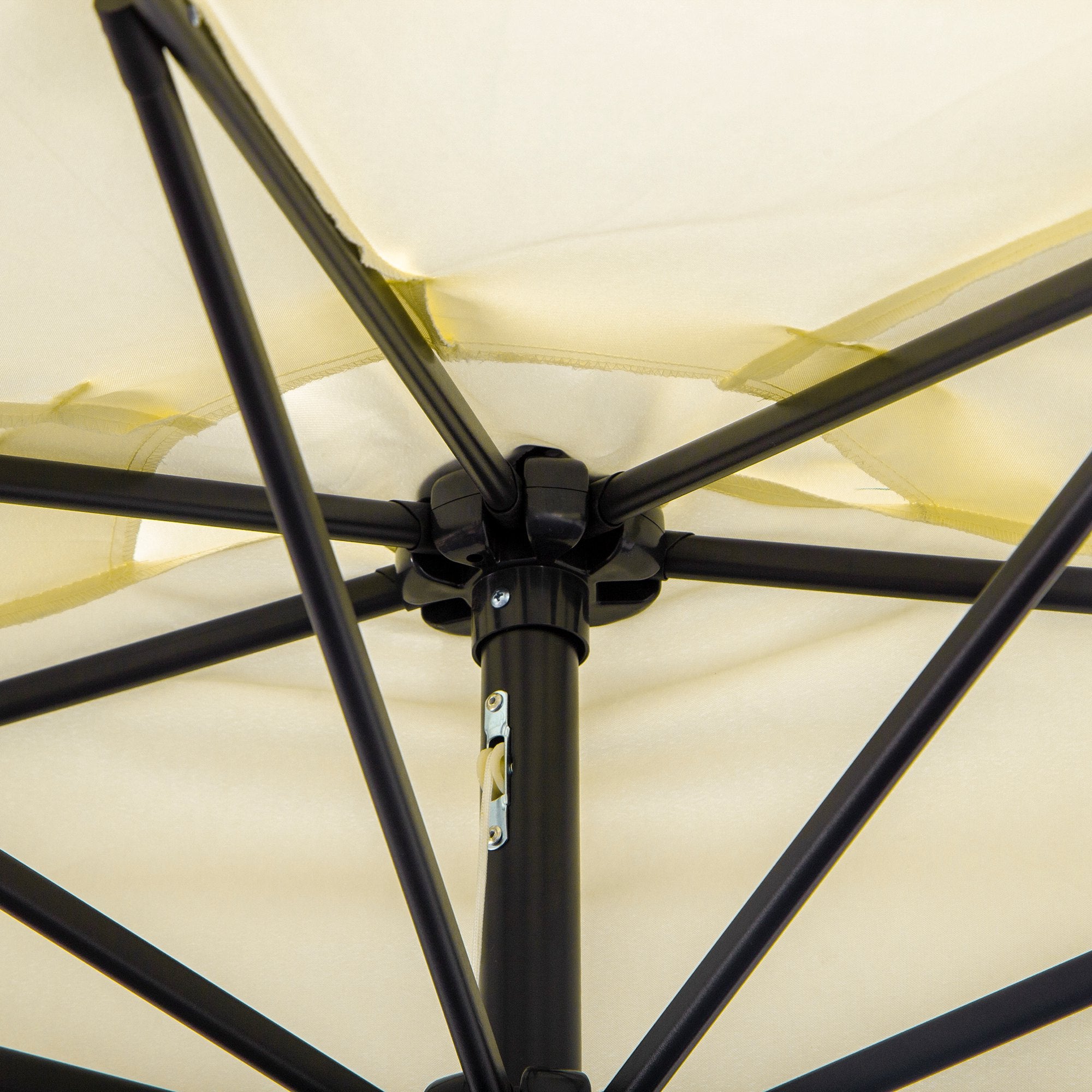 Crescent Terrace Umbrella with Crank Opening and 2 Section Pole, 2.6x1.35 m, Beige