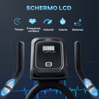 Professional Indoor Exercise Bike with LCD Monitor and 15kg Flywheel, Adjustable Saddle and Handlebar, 124x50x105-111cm, Silver Black