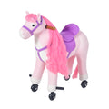 Rocking Horse for Children Ages 3+ with 4 Wheels, Realistic Sounds and Footrest, 65x28x75 cm, Pink