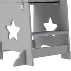 Montessori Ladder Convertible to Table and Chair Set with Safety Bar, Wooden, 60x44.5x86 cm, Grey
