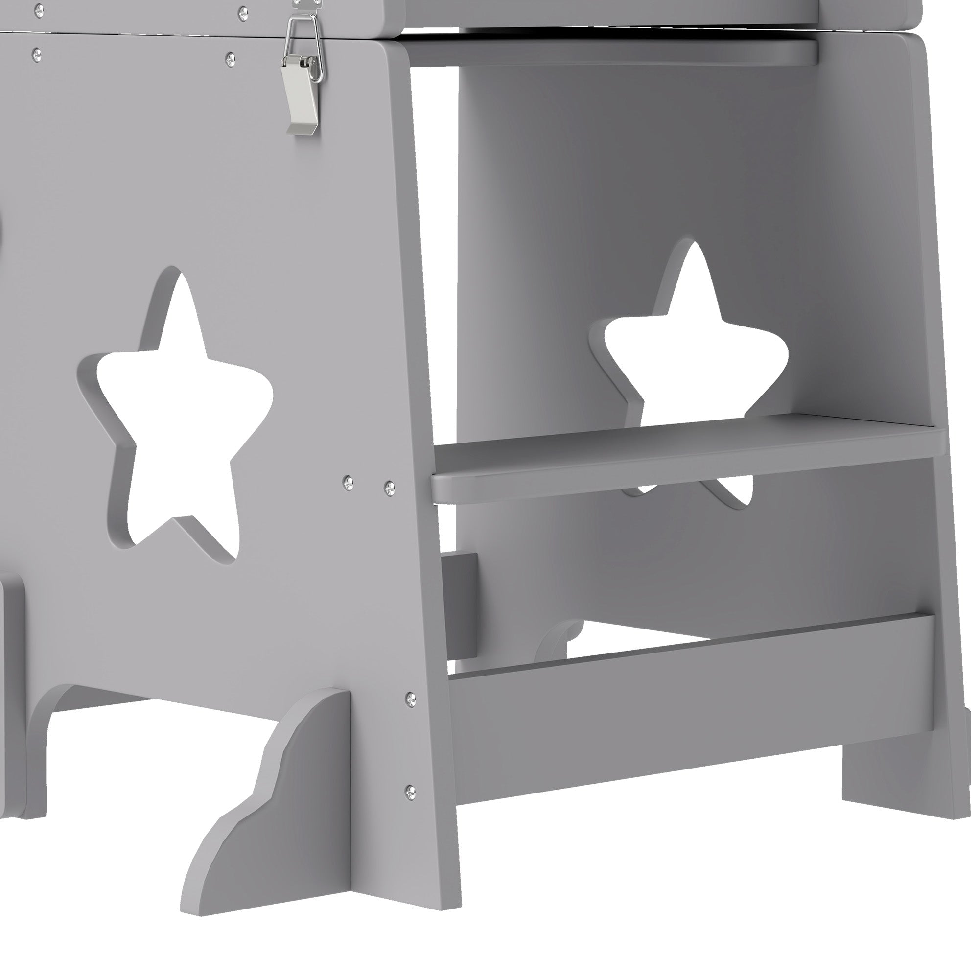 Montessori Ladder Convertible to Table and Chair Set with Safety Bar, Wooden, 60x44.5x86 cm, Grey
