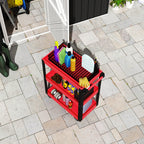 3-Tier Metal and PP Tool Cart, 70.5x35x82.5 cm, Red and Black