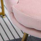 Vintage Style Velvet Shell Lounge Chair with Gold Legs in Pink