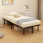 HOMCOM Industrial Bed Frame with 28 Slats and Storage Space, in Wood and Steel, 190x90x31 cm, Black and Wood