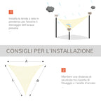 4x4x4m Triangular Sun Shade Awning in Beige Waterproof Anti-UV Fabric for Outdoors