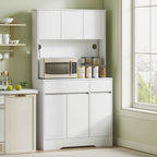 HOMCOM Modern Kitchen Sideboard with 4 Cabinets, 2 Drawers and Adjustable Shelves, 100x38x180 cm, White