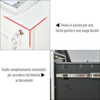 Office Drawer Cabinet with Wheels, 2-Drawer File Cabinet with Lock and 2 Keys in Steel, 39x48x67cm, White