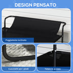 PawHut Raised Outdoor Dog Bed with Headrest for Small and Medium Dogs, 91 x 69 x 29 cm, Black