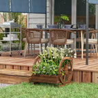 Outsunny 3-Tier Outdoor Planter with Decorative Wheels Made of Carbonized Fir Wood, 62x61x57 cm