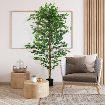 Artificial Ficus Plant 180cm for Indoor and Outdoor with Filled Metal Pot, Green