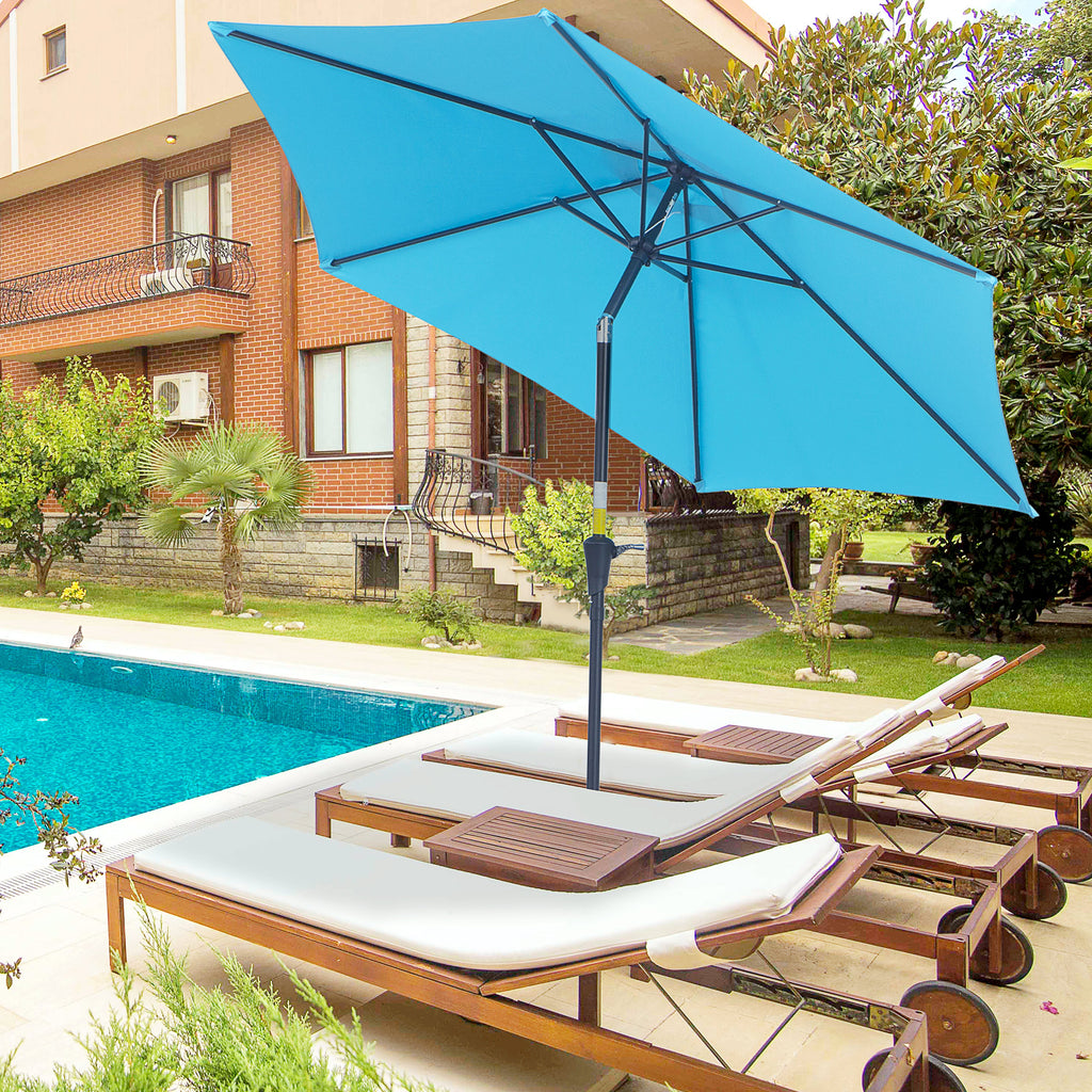 Garden Umbrella Ø2.6x2.4 m with Crank and Tilting Head in Aluminum and Polyester, Blue