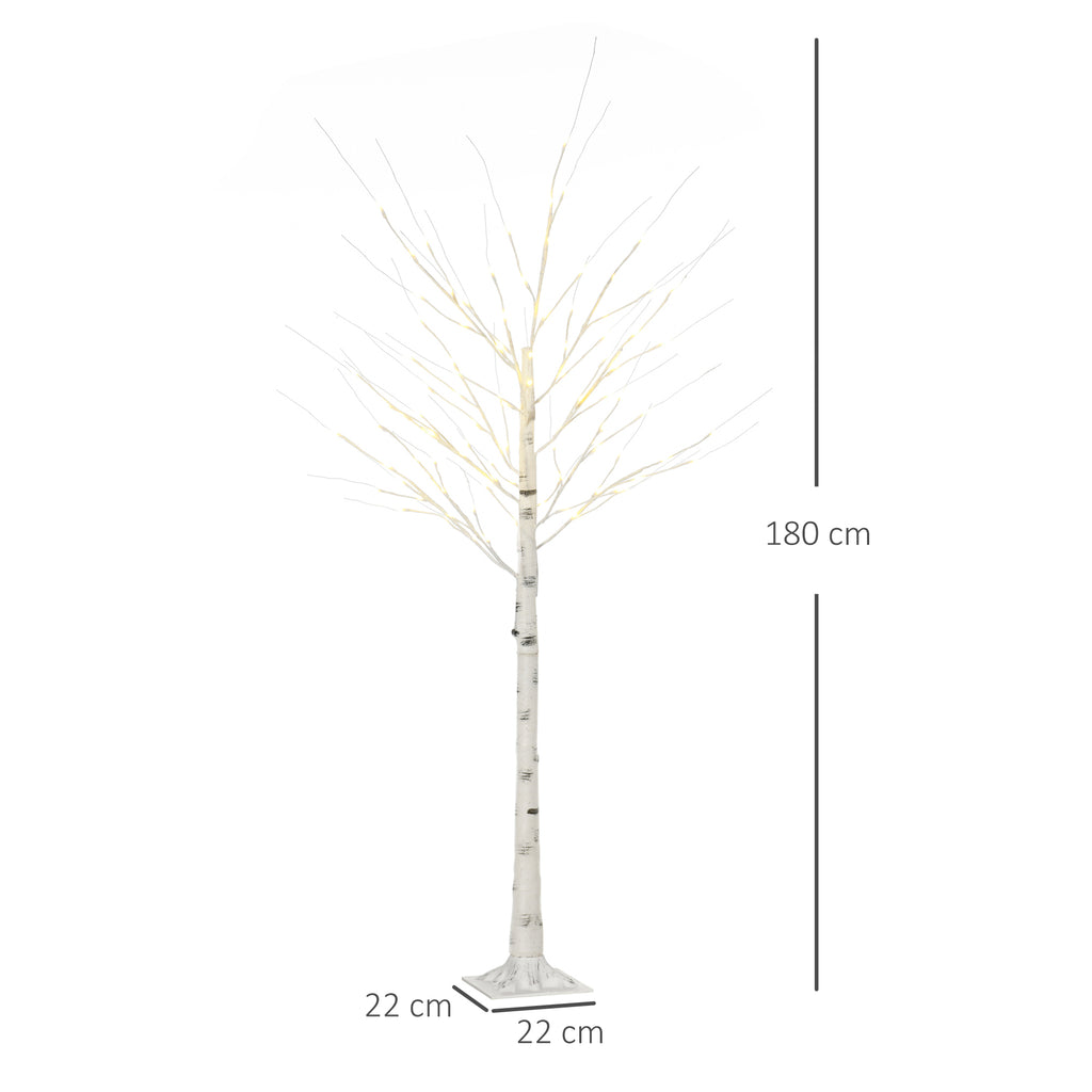 White Christmas Tree with LED Lights and 12 Branches for Indoor and Outdoor Use, in PP and Metal, 22x22x180 cm