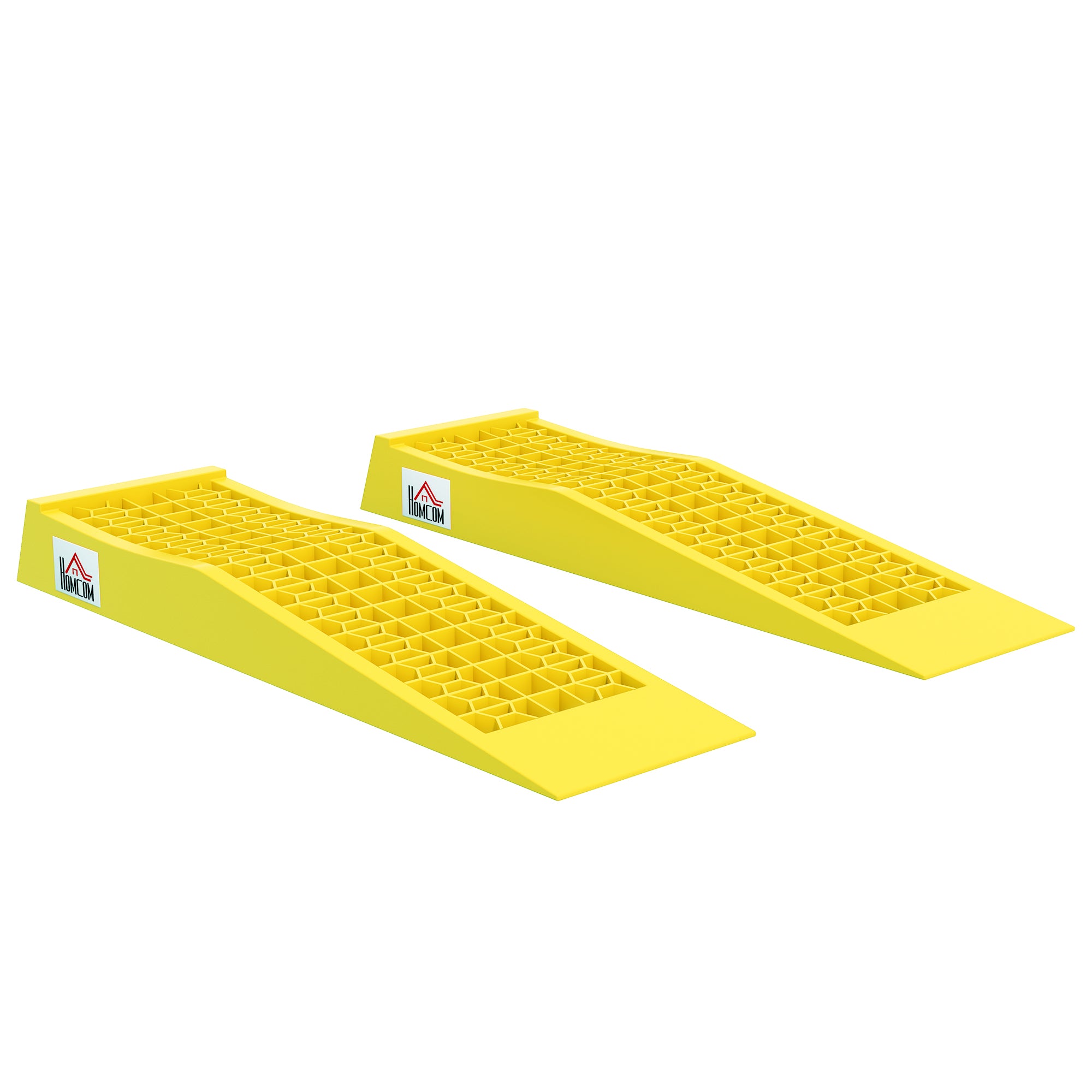 2-Pack 3-Ton Plastic Car Loading Ramps with Non-Slip Surface, Yellow