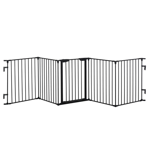 PAWHUT DOG CANCELLY Small and medium folding size with 5 panels, metal and plastic, 300x3x74.5 cm, black - Borgè