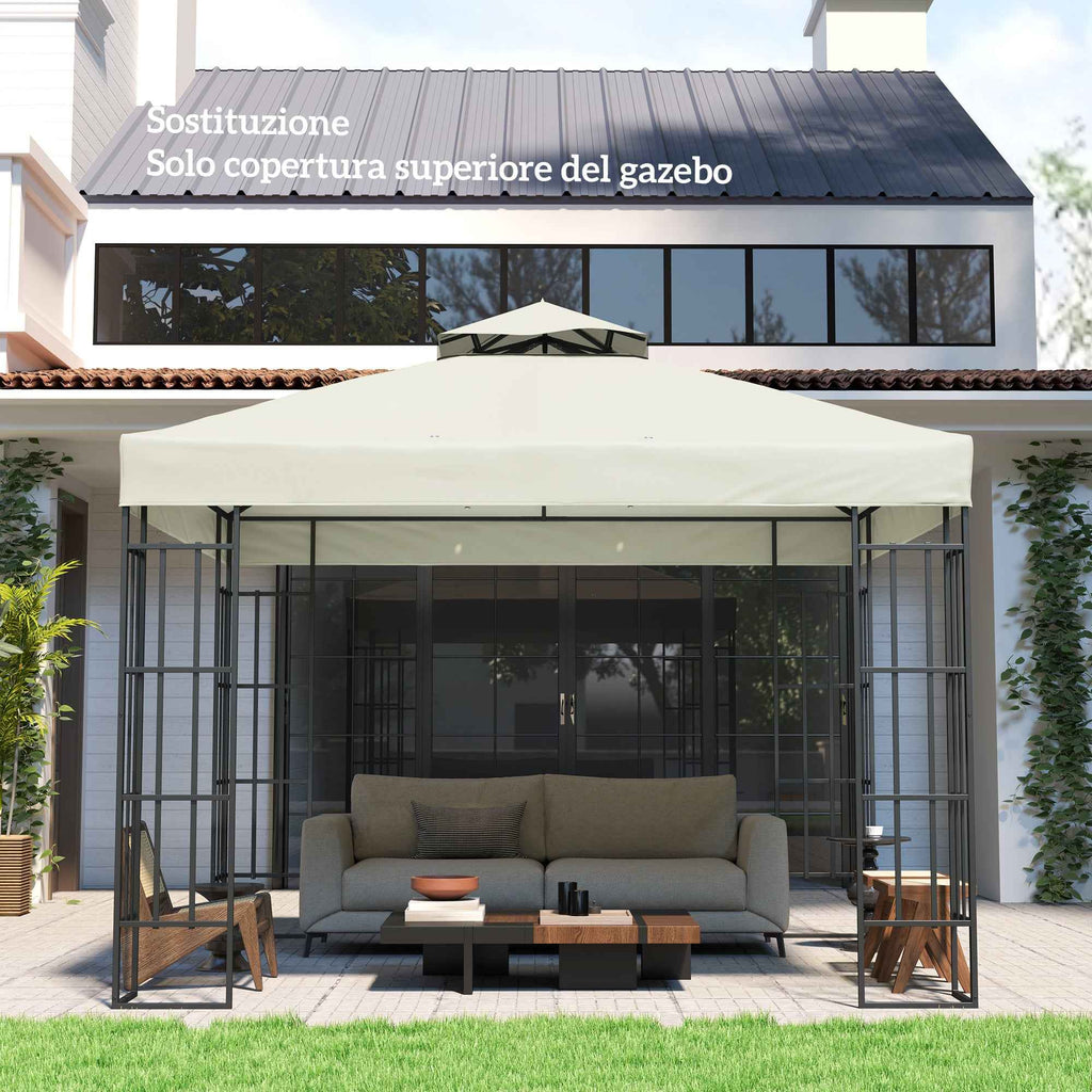 Outsunny 3x3m UPF30+ 2-Tier Garden Gazebo Cover in Light Grey Polyester