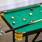 SPORTNOW Height-Adjustable Pool Table with Accessories, MDF and Steel, 140x63x55-75 cm, Green