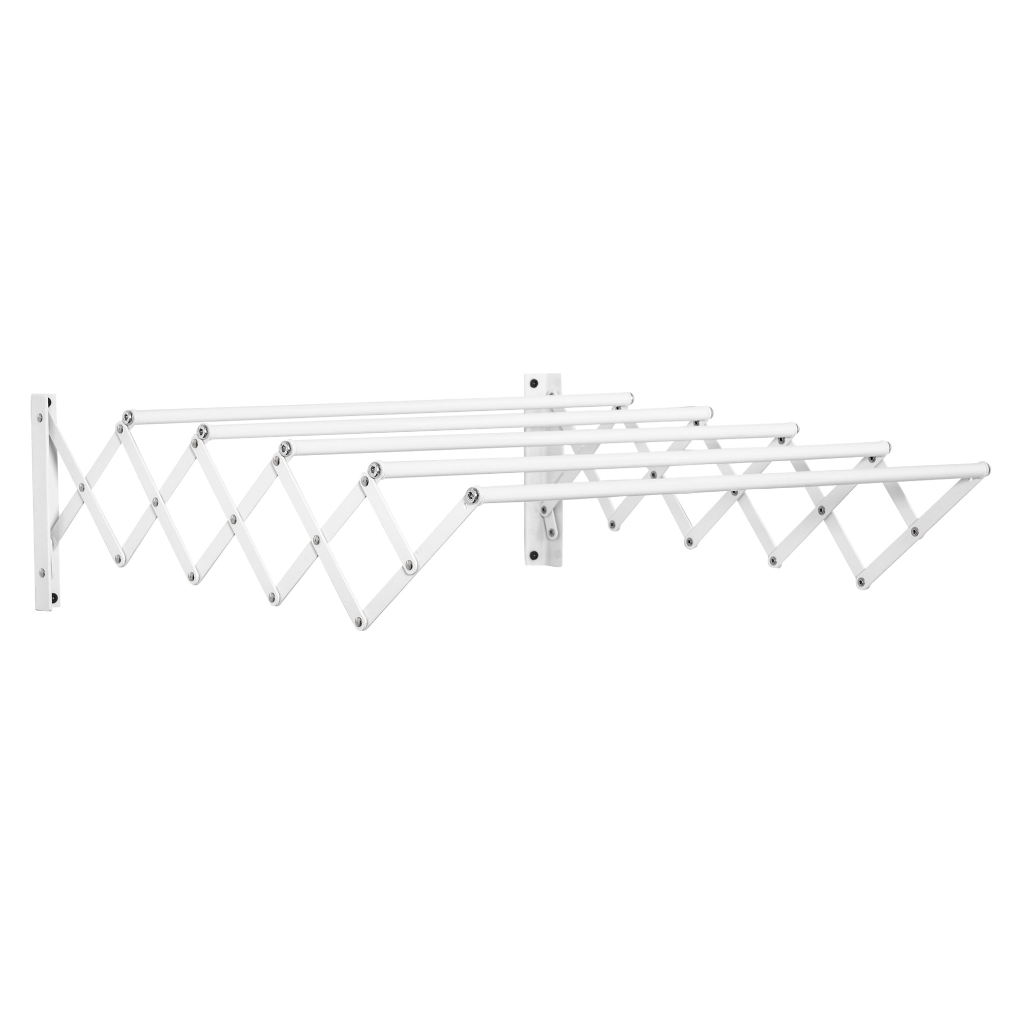 HOMCOM Retractable Wall-Mounted Clothes Airer for Indoor and Outdoor Use, 63.5 x 60 x 20 cm, White