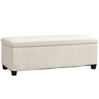 Bedside Bench with 84L Storage Space, Corduroy Effect Fabric and Steel, 112x42x40 cm, Beige