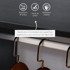 Coat Stand with Aluminum Bar and 2 Open Shelves, Chipboard, 60x40x128 cm, Black