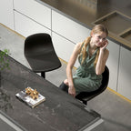 Set of 2 Bar Stools with Backrest and Footrest, Adjustable Height, PU Leather and Padding, Black