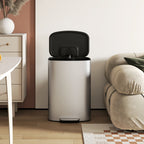 50L Pedal Bin with Soft-Close Lid, 90° Opening and Removable Bucket, Stainless Steel, Grey