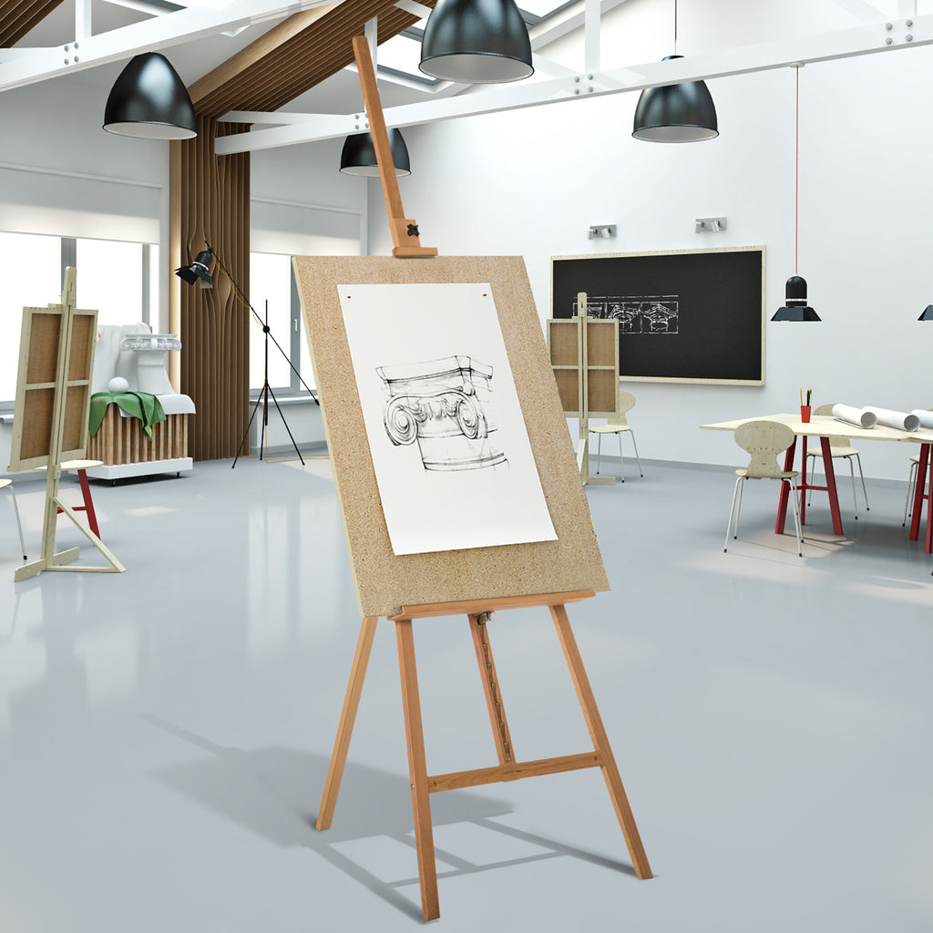 Tripod Easel with Adjustable Canvas Holder, Beech Wood, 65x68x174-230 cm