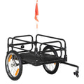 HOMCOM 70L Bike Cart with 2 x 16" Wheels, 2 Reflectors and Flag, Steel and PE, 125 x 64 x 53.5 cm, Black